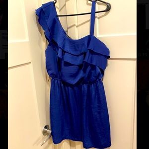 One Shoulder Blue Dress- L